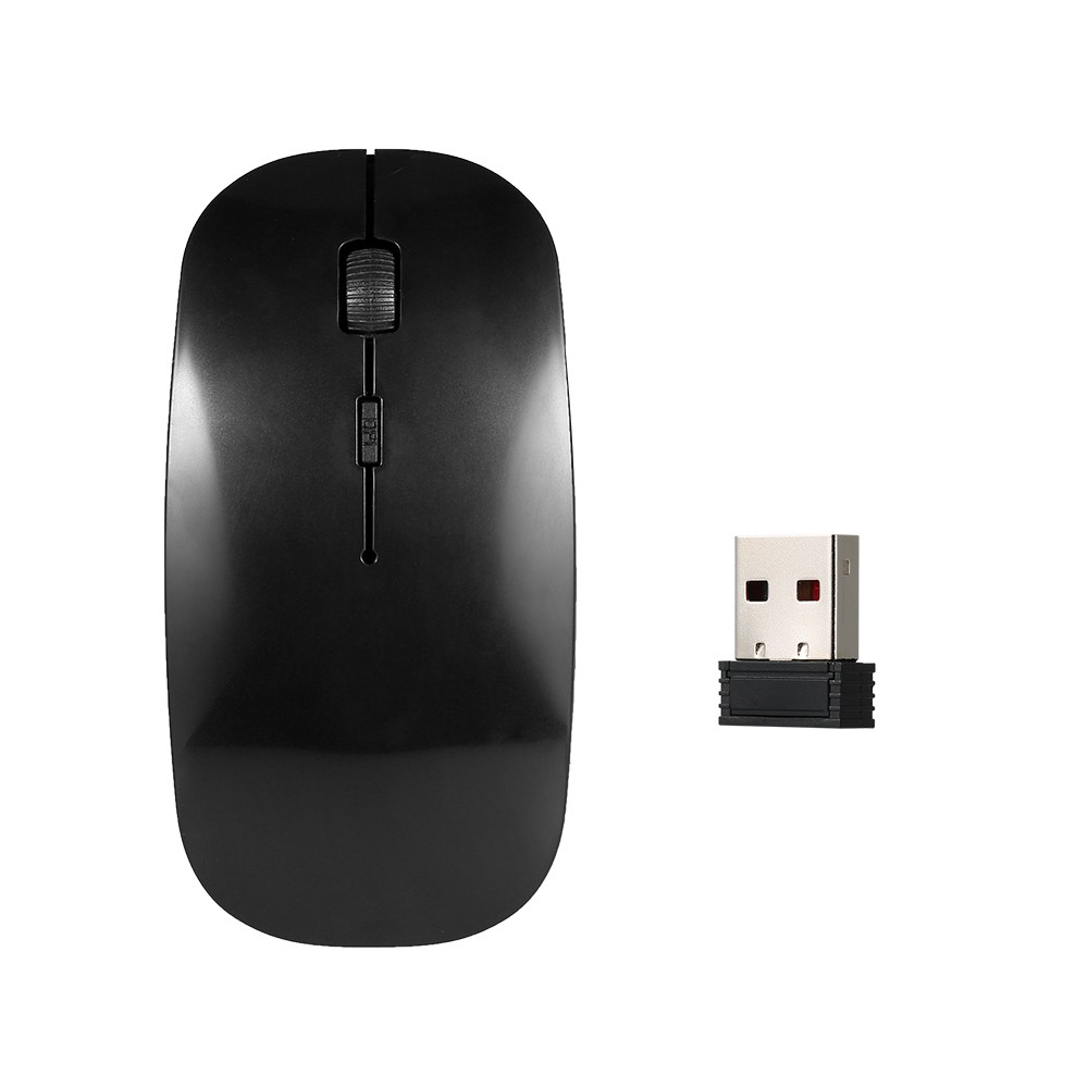 2.4G Wireless Mouse Portable Ultra-thin Mute Mouse 4 Keys Wireless Optical Mouse 1600DPI for   Desktop Computer Laptop Black