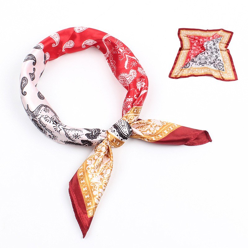 New Fashion Women Square Scarf Vintage Print Headband Handkerchief Hair Band Neck Band