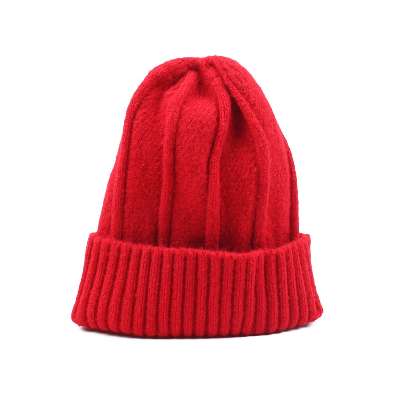 Fashion Women Knitted Beanies Hat Ribbed Detailing Winter Warm Solid Cap Girls Bonnet Skullies Headwear