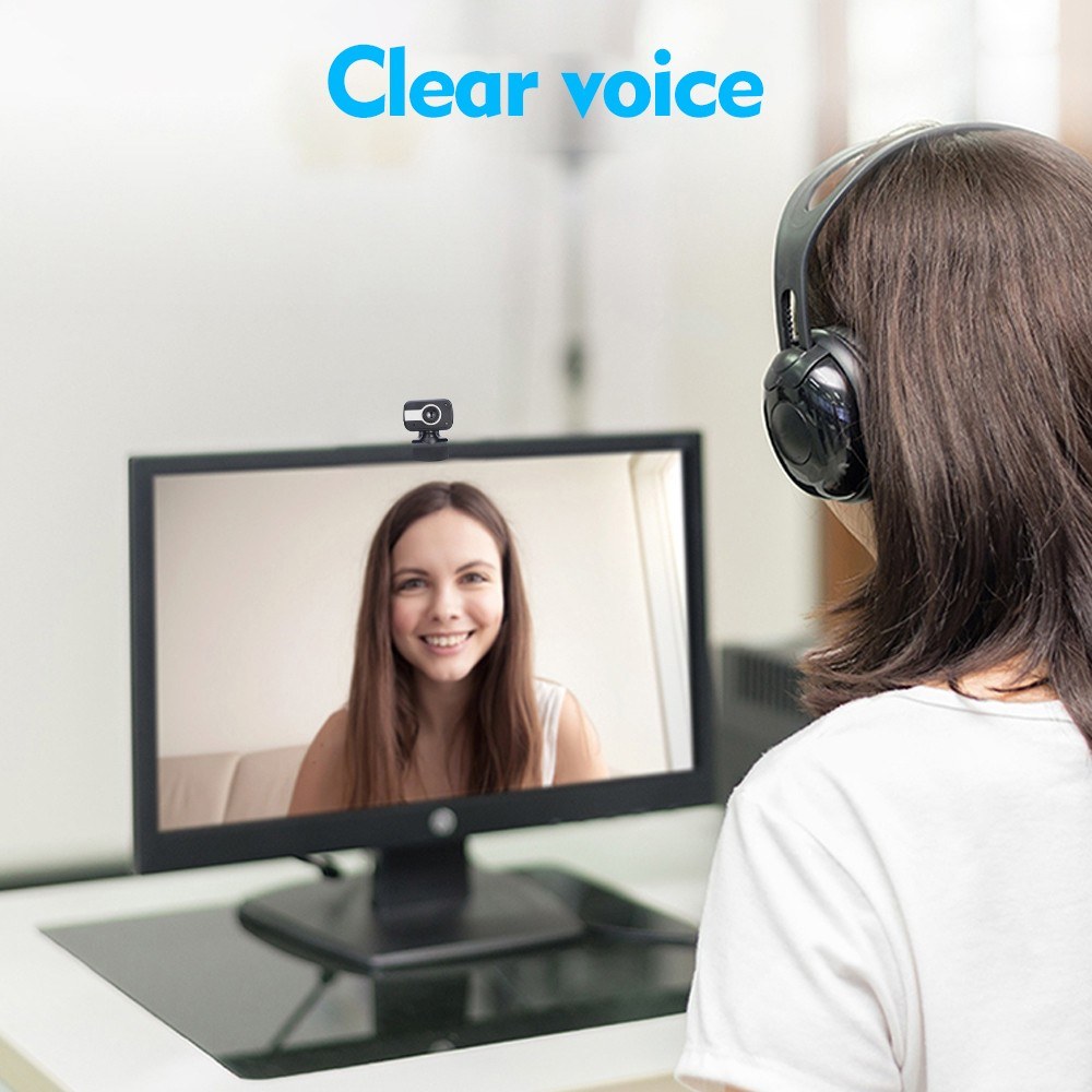 Wide Angle Webcam, Large View Video Conference Camera, Full HD Live Streaming Web Cam with Built-in Microphone