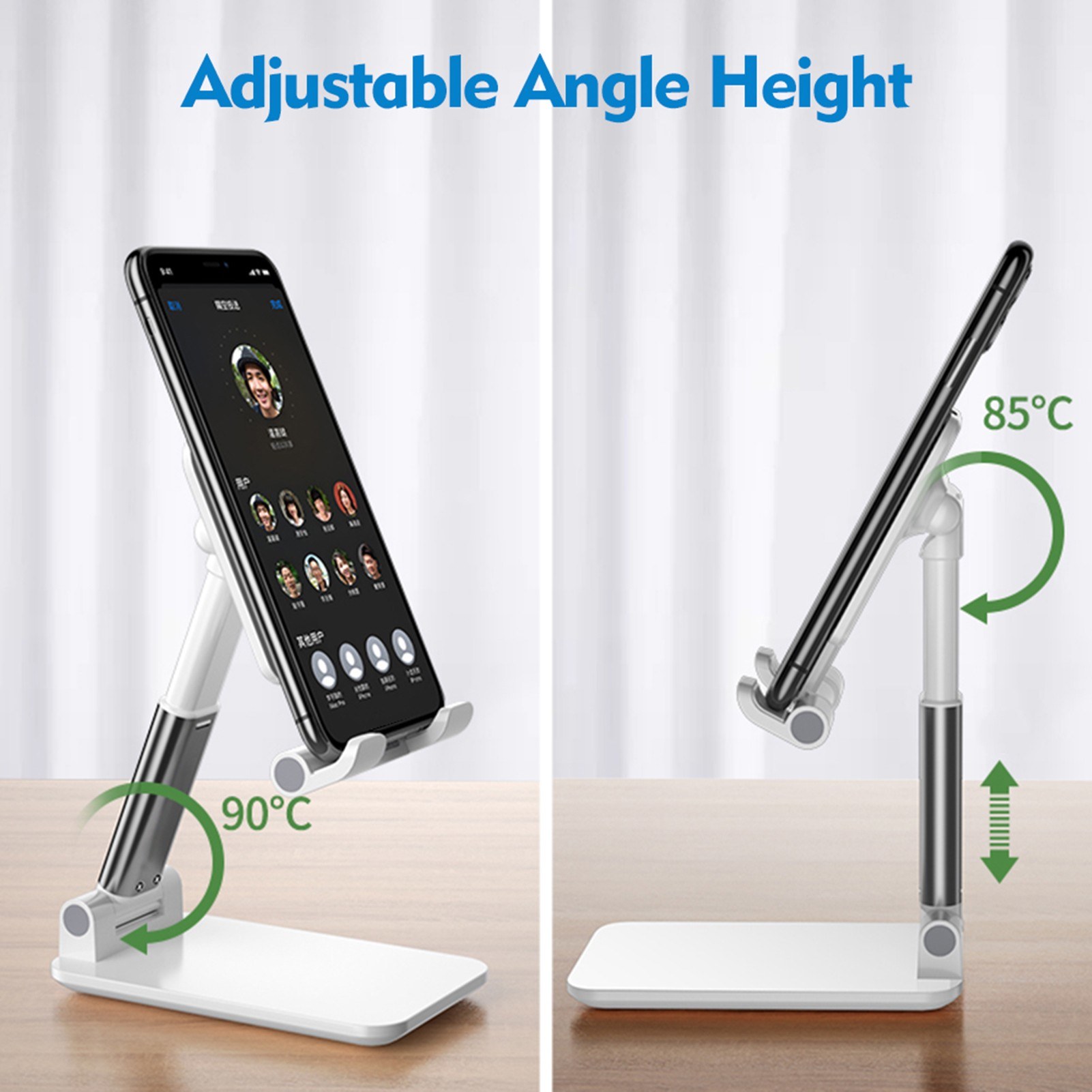 Cell Phone Stand Foldable Angle Height Adjustable Stable Portable Desktop Stand Compatible with Mobile Phone/iPad/Tablet