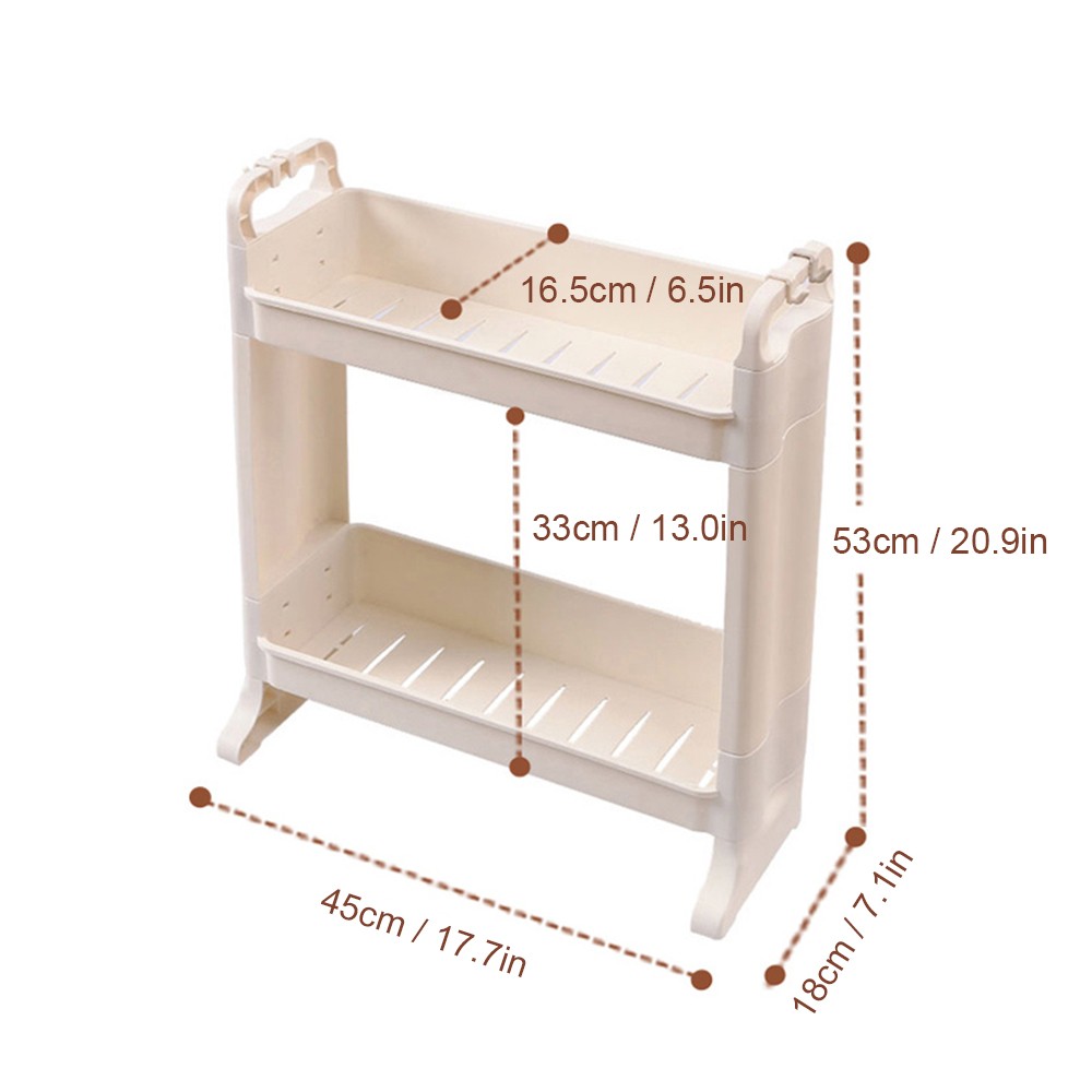 2-Tier Storage Rack Countertop Standing Shelf with Hook Multi-Purpose Organizer for Bathroom Kitchen Bedroom