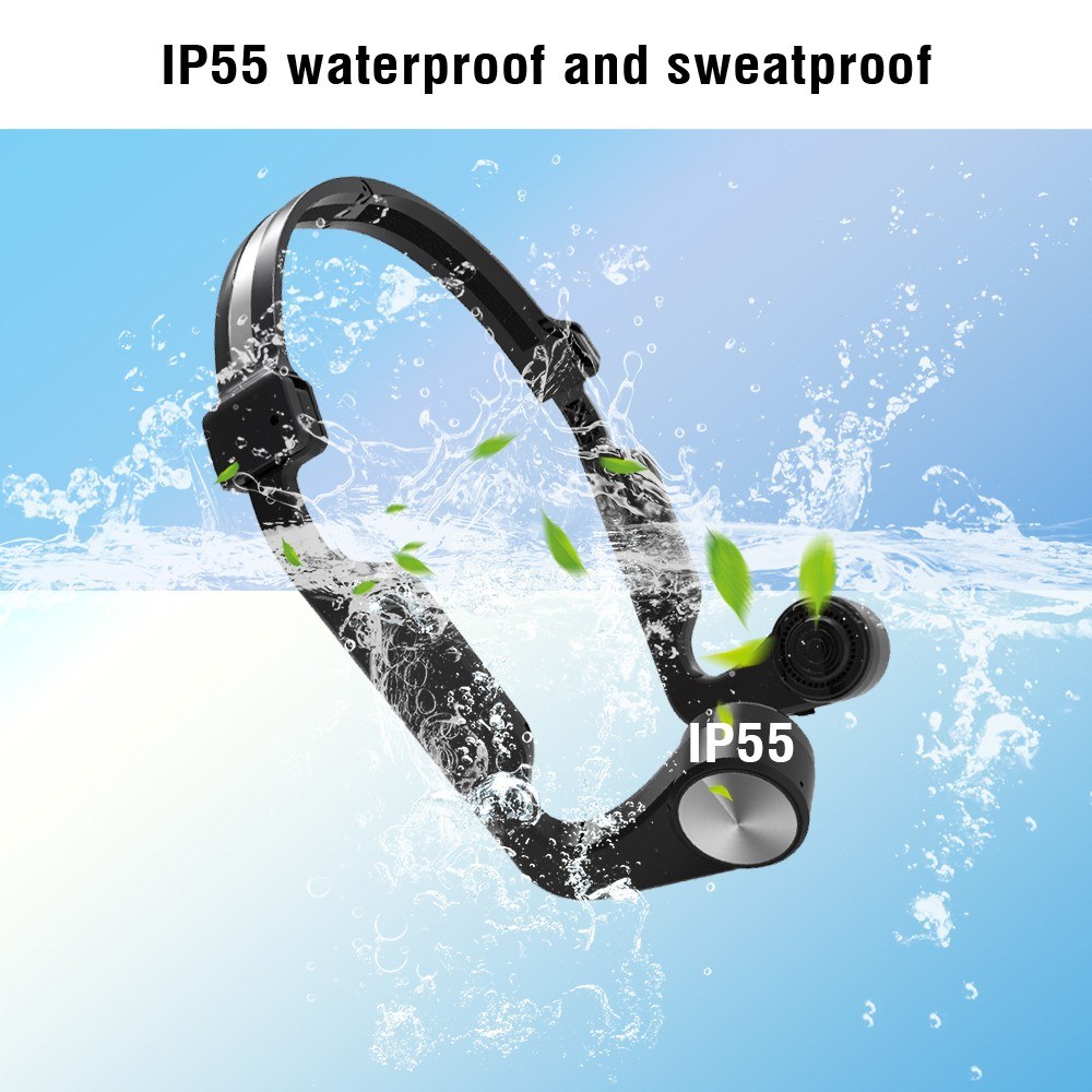 BT-GK TWS Portable Folding Bone Conduction Headphones Wireless Sports Headset Stereo Earbuds BT5.0 IP55 Waterproof and Sweatproof