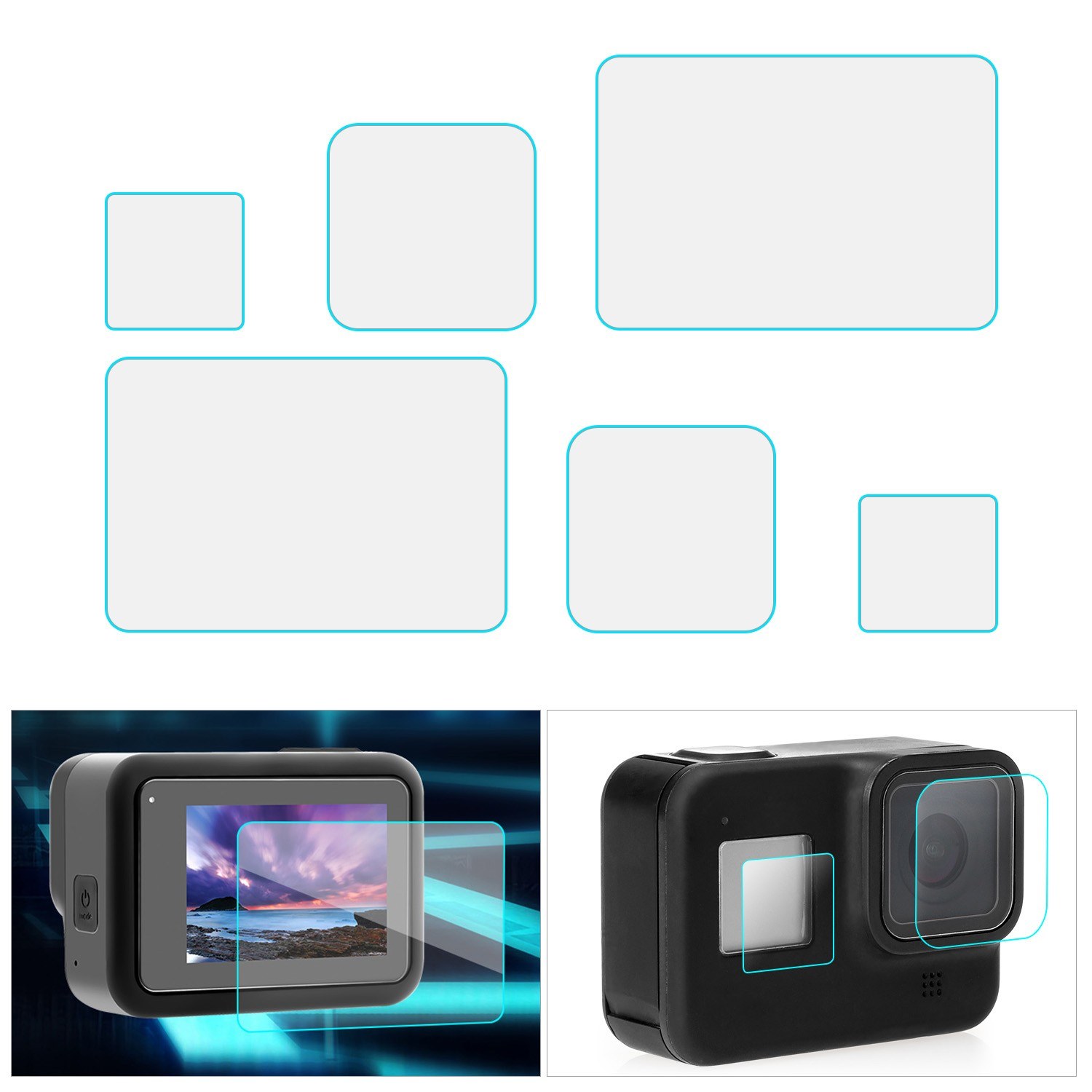 6pcs Ultra-clear Screen Protector Tempered Glass Screen Film Compatible with GoPro Hero 8 Camera