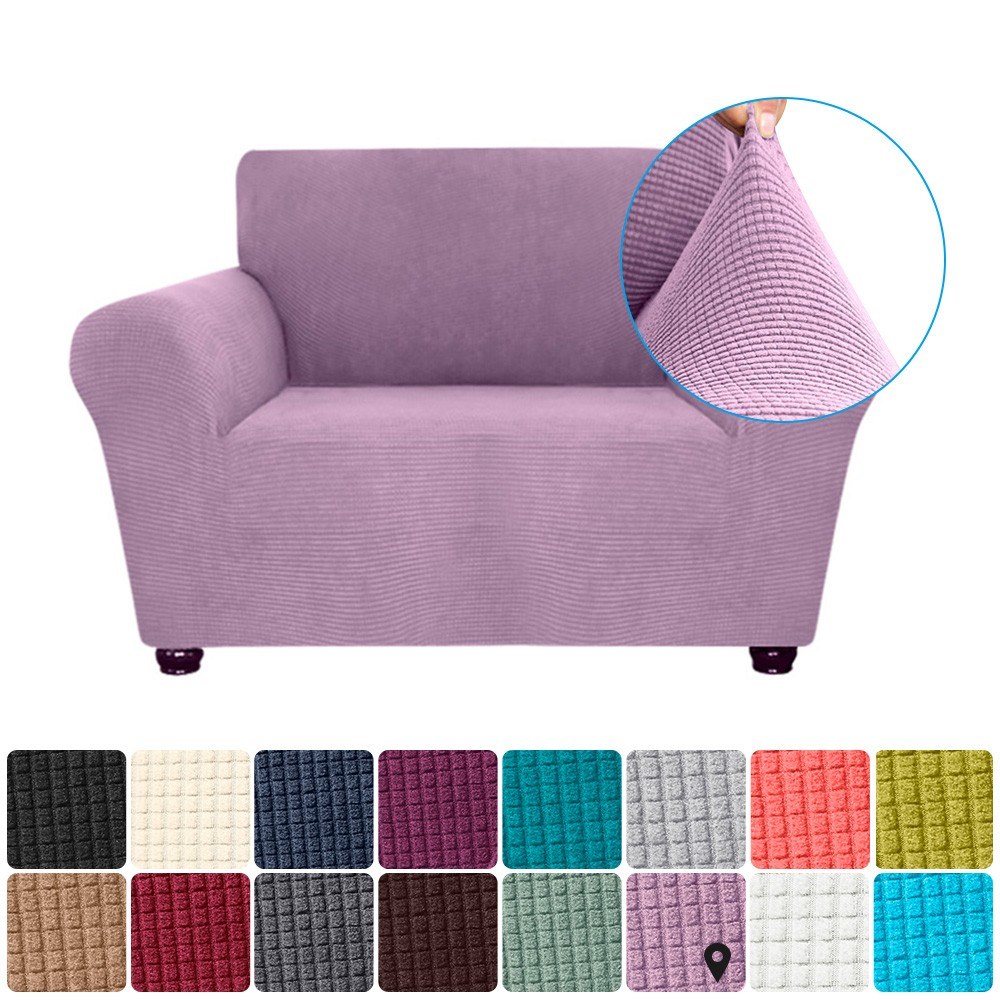 Stretch Sofa Slipcover Spandex Anti-Slip Soft Couch Sofa Cover 1 Seater Washable for Living Room Kids Pets（Light Purple）