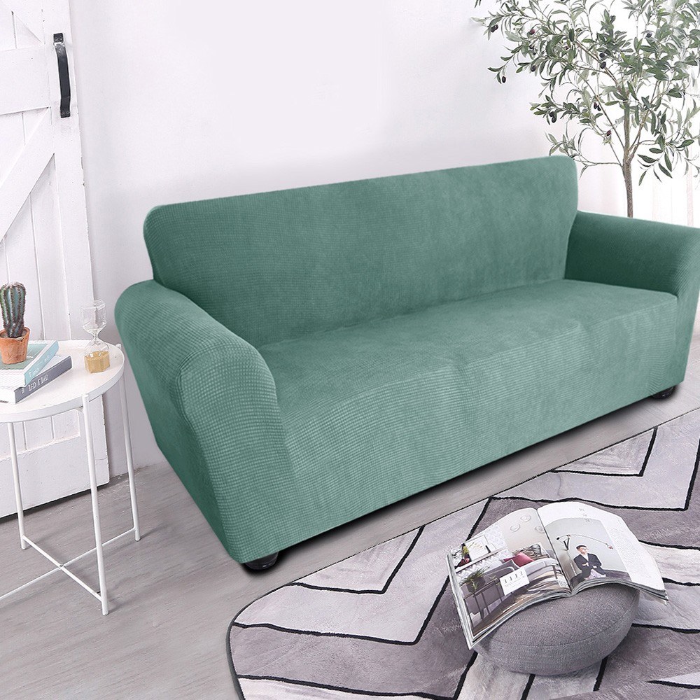 Stretch Sofa Slipcover Spandex Anti-Slip Soft Couch Sofa Cover 3 Seater Washable for Living Room Kids Pets（Light Green）