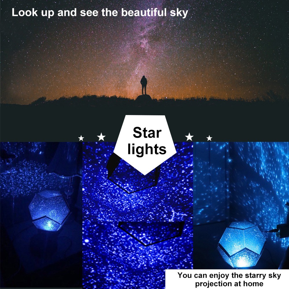 Romantic LED Starry Night Lamp 3D Star Projector Light for Kids Bedroom Constellation Projection Home Planetarium