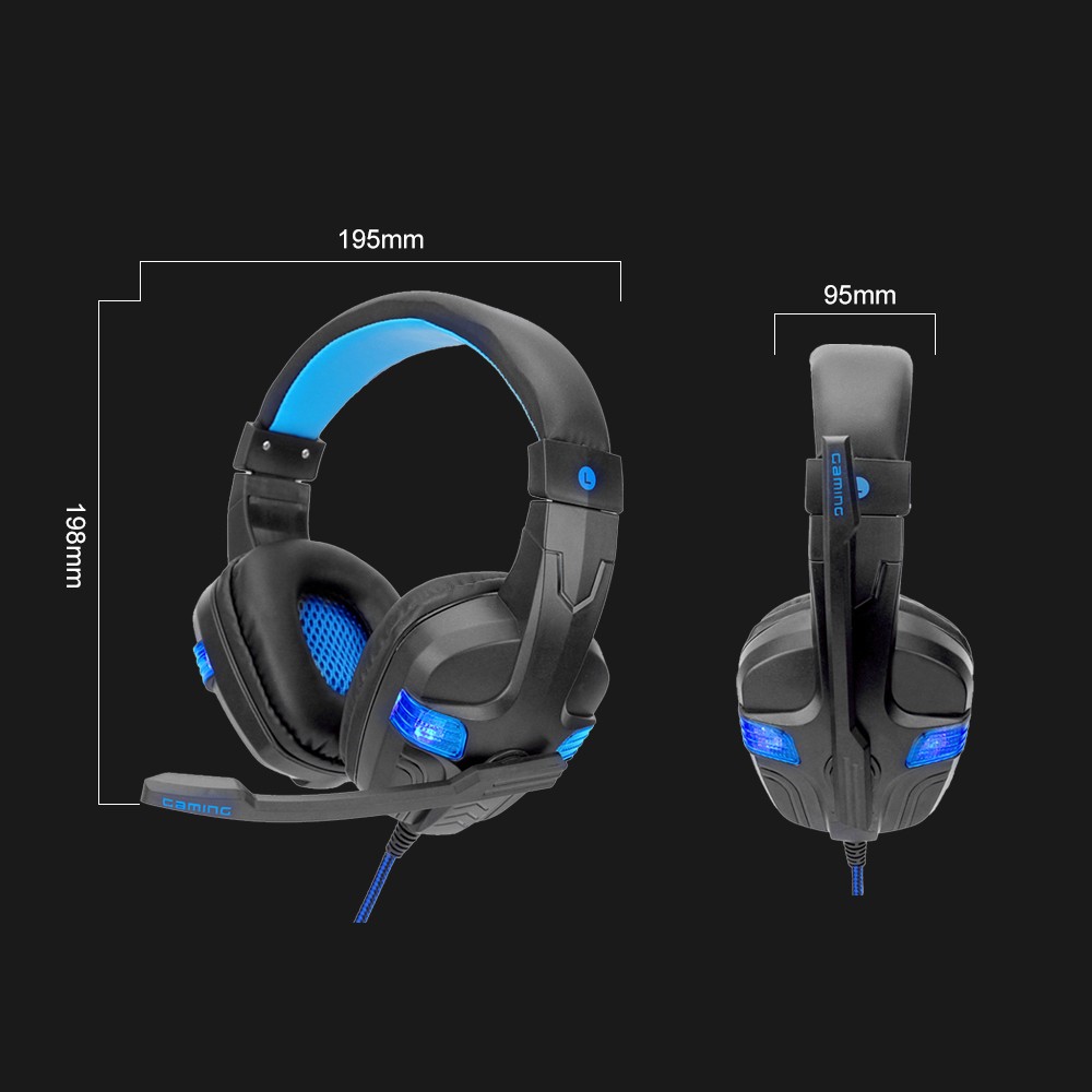 SY860MV Gaming Headset 3.5mm Wired Over Ear Headphones Noise Canceling Earphone with Mic LED Light Volume Control AUX+USB for Desktop PC