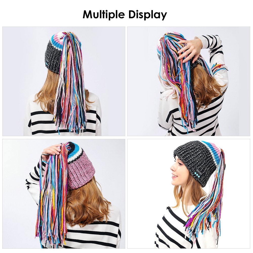 MZ029 BT5.0 Connected Nepal Dirty Braid Imitation Design Music Knitted Hat One-click Answering/ Hanging up Built-in Microphone 200mAh High Capacity Rechargeable