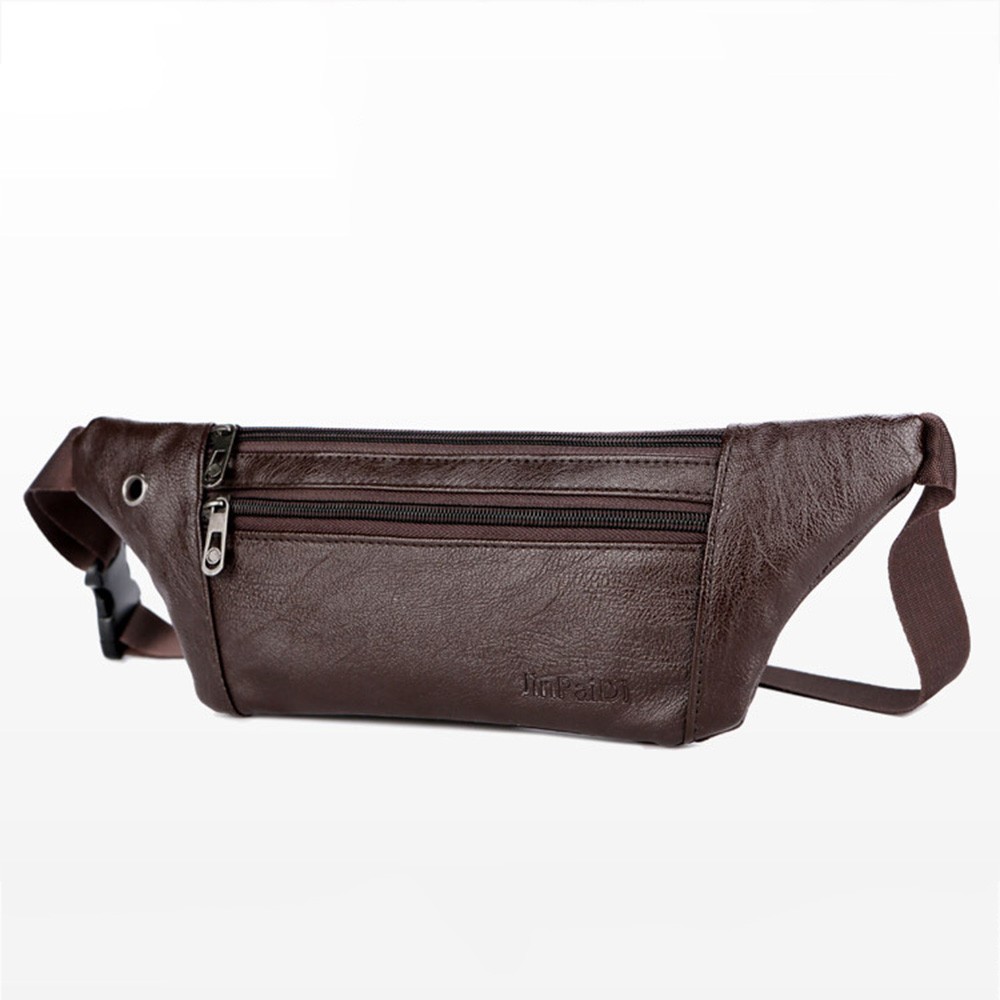 Men Fashion Chest Waist Bag Multi-layer Large Capacity Casual Outdoor Travel PU Leather Bag