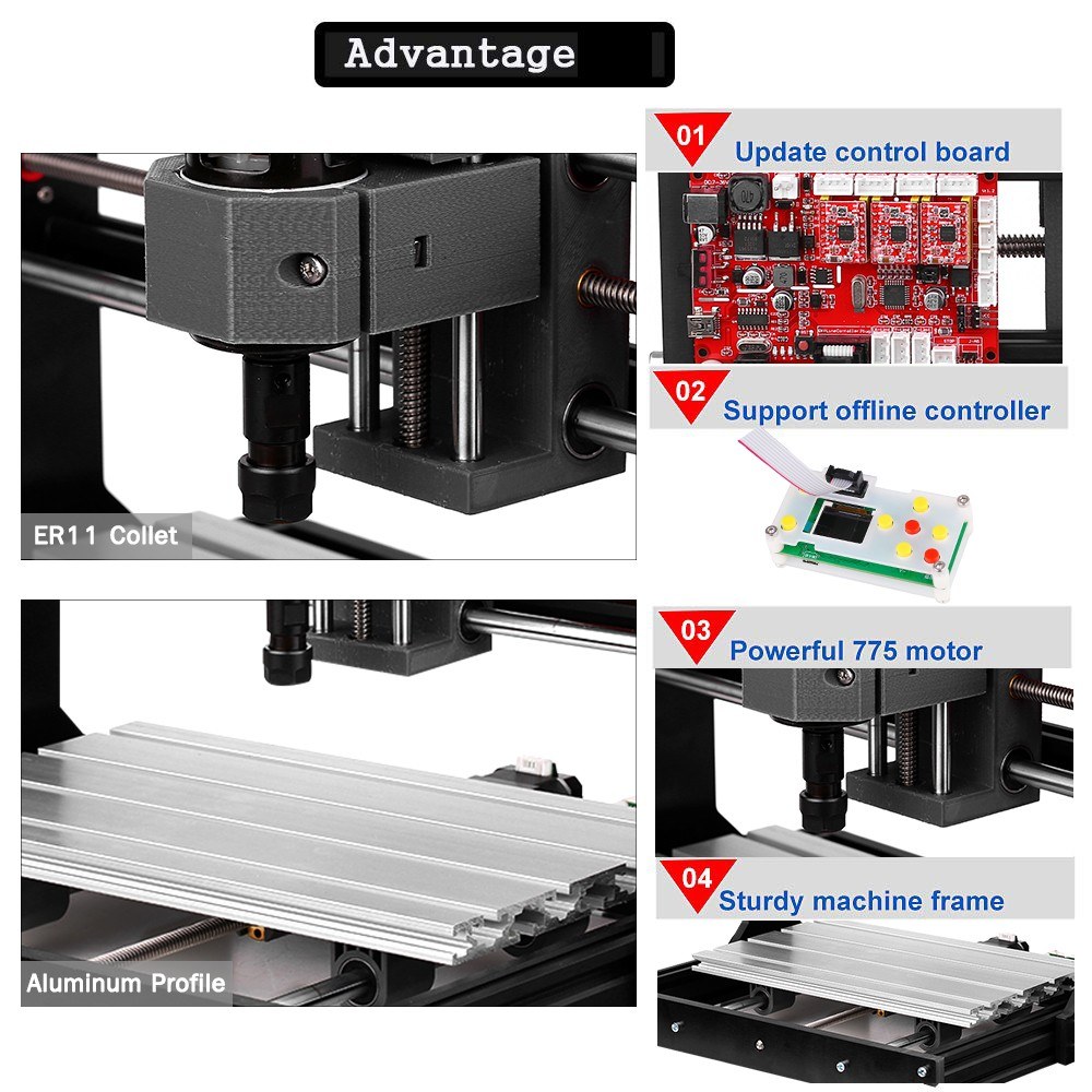 5500mw Upgrade Version CNC 30*18 PRO GRBL Control DIY Mini CNC Machine 3 Axis Pcb Milling Machine Wood Router Engraver with Offline Controller