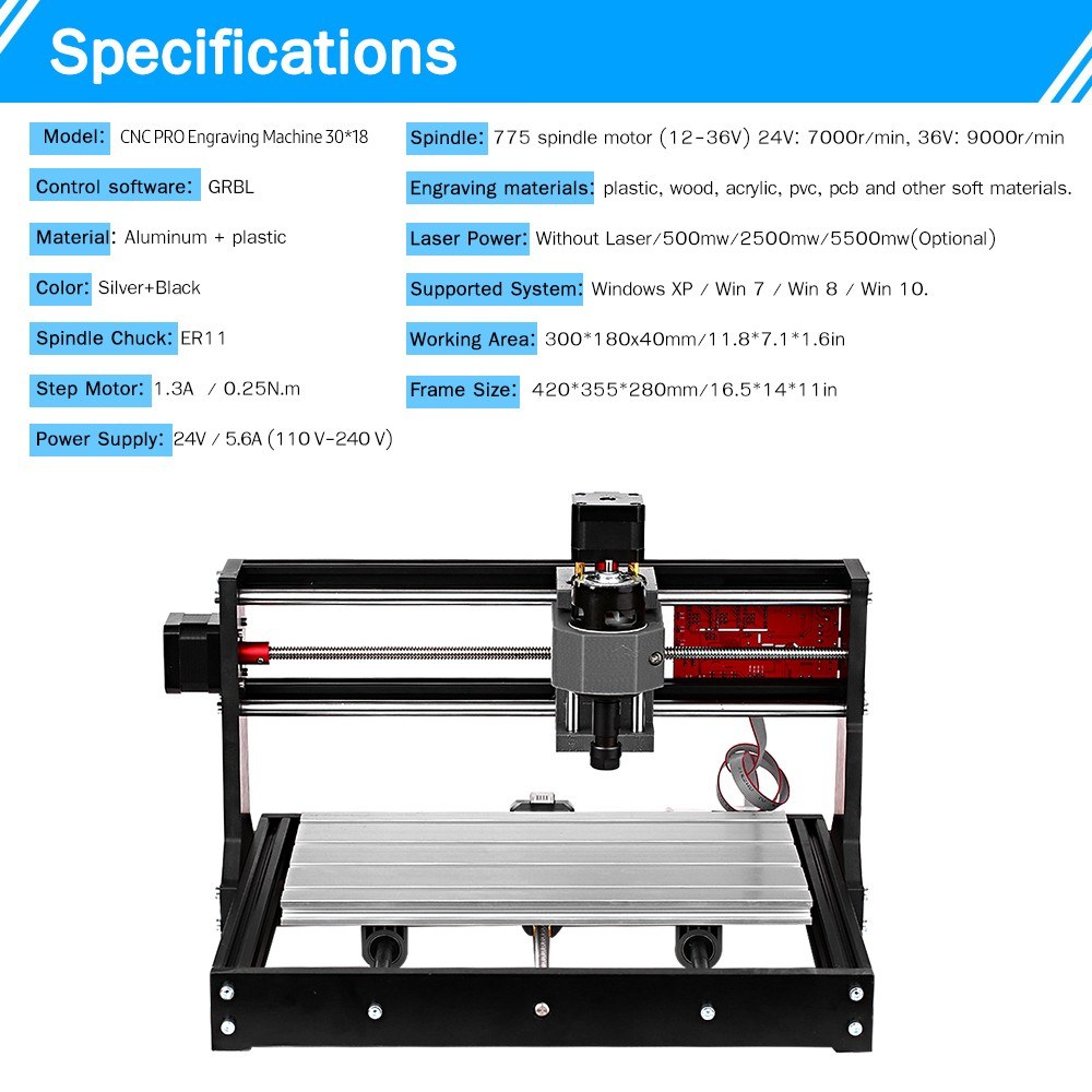 Upgrade Version CNC 30*18 PRO GRBL Control DIY Mini CNC Machine 3 Axis Pcb Milling Machine Wood Router Engraver with Offline Controller