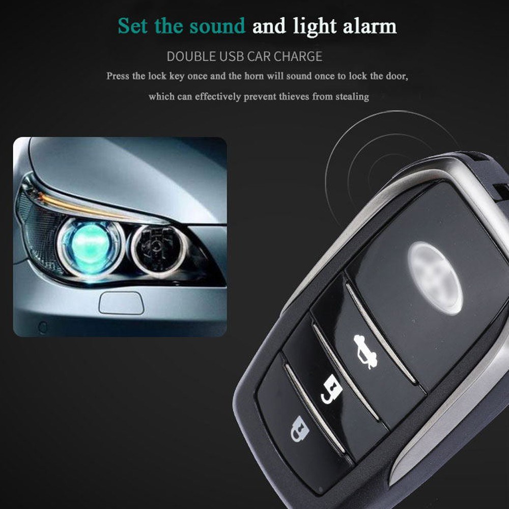 12V Car Engine Starts Alarm System with Keyless Entry Remote Universal Vehicle Keyless Alarm PKE Warn Push Button Starts Car Anti-theft System