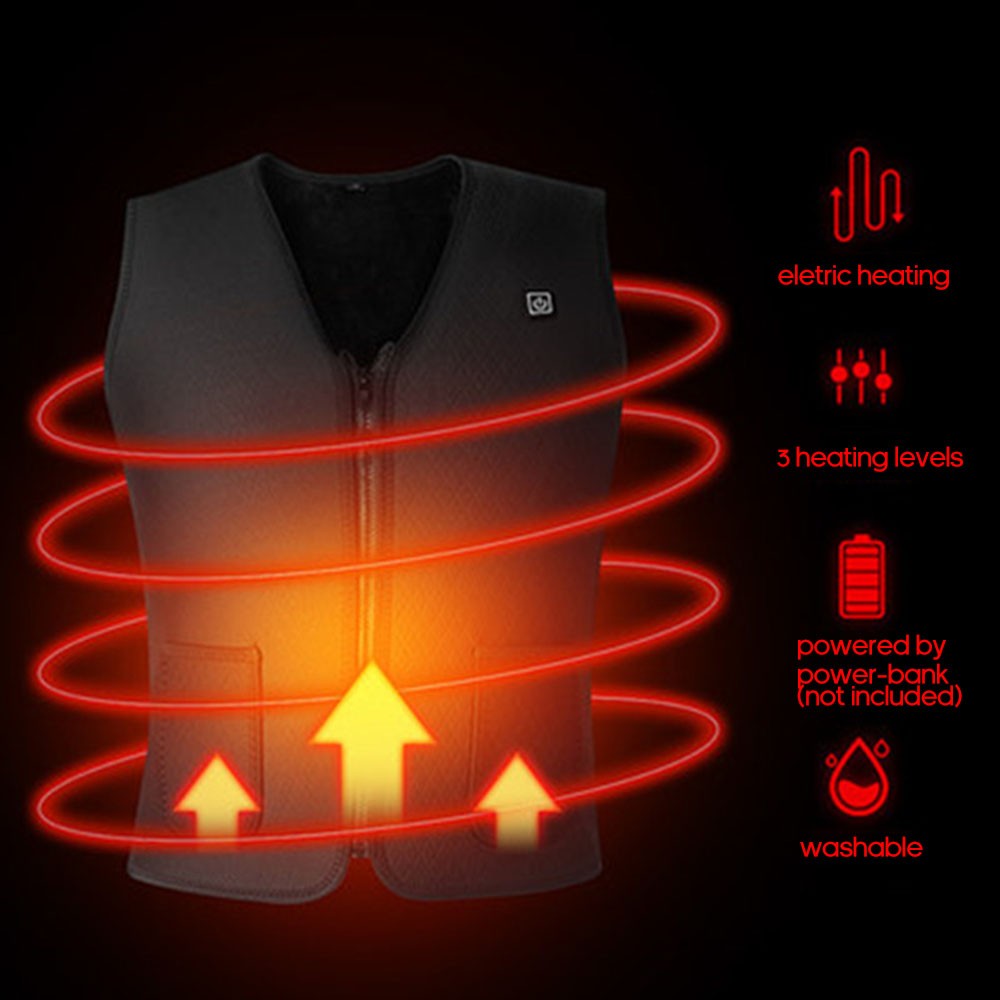 Electric Heated Vest Temperature Adjustable Winter Warm USB Heating Clothes Waistcoat for Women Men Outdoor Hiking Fishing Camping