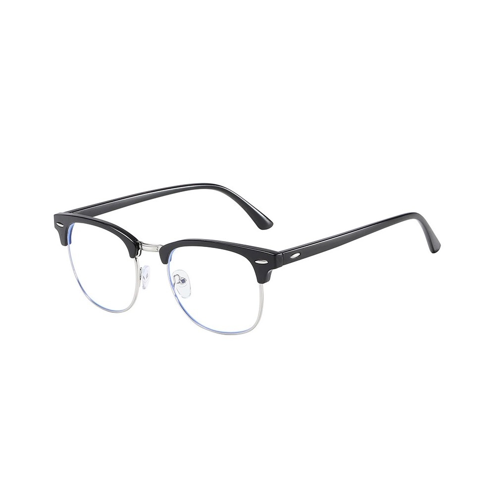 A05-1-6623 Anti Blue Ray Glasses Fatigue Proof Eye Protector Glasses Comfortable Durable Glasses Silver+Black Glasses