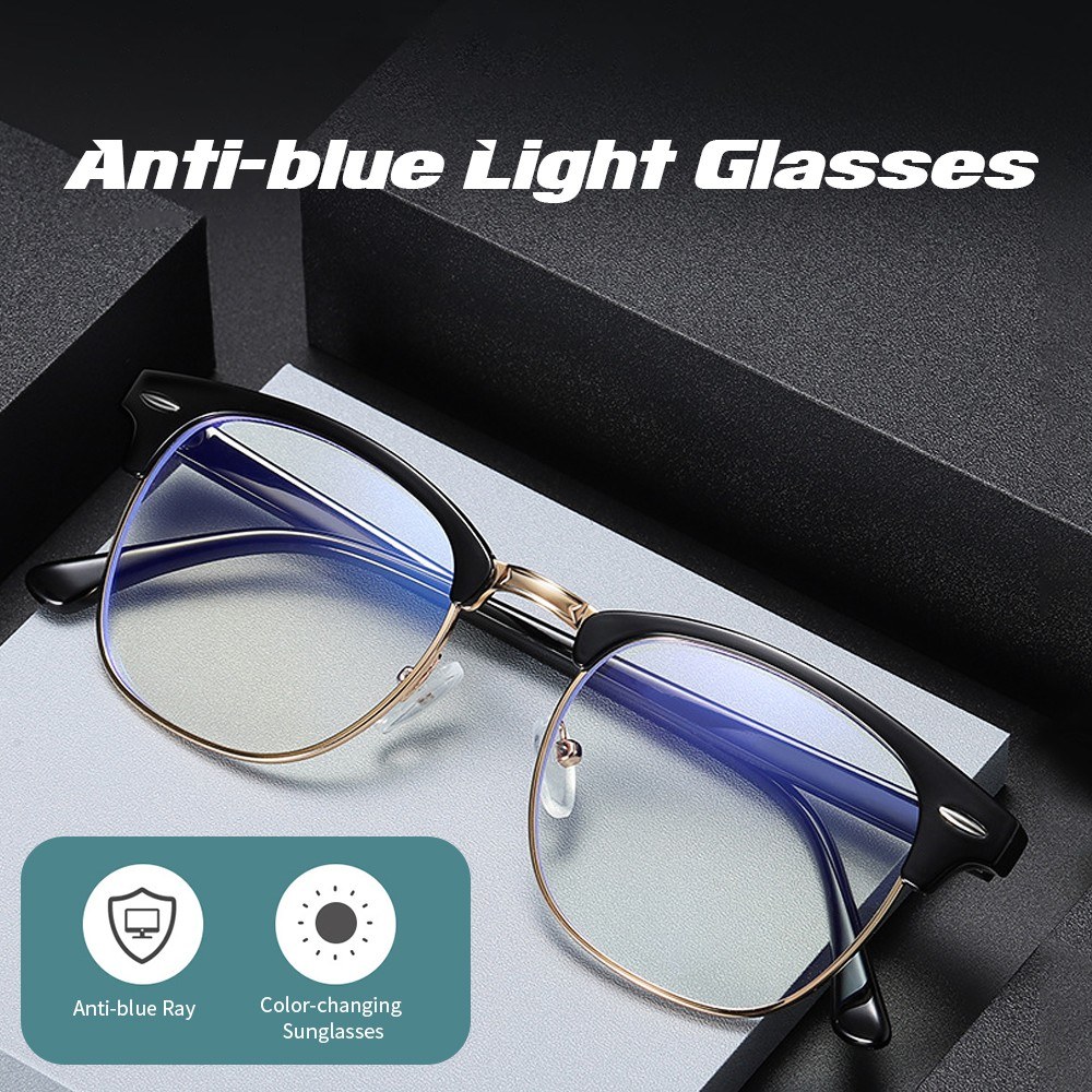 A05-1-6623 Anti Blue Ray Glasses Fatigue Proof Eye Protector Glasses Comfortable Durable Glasses Silver+Black Glasses