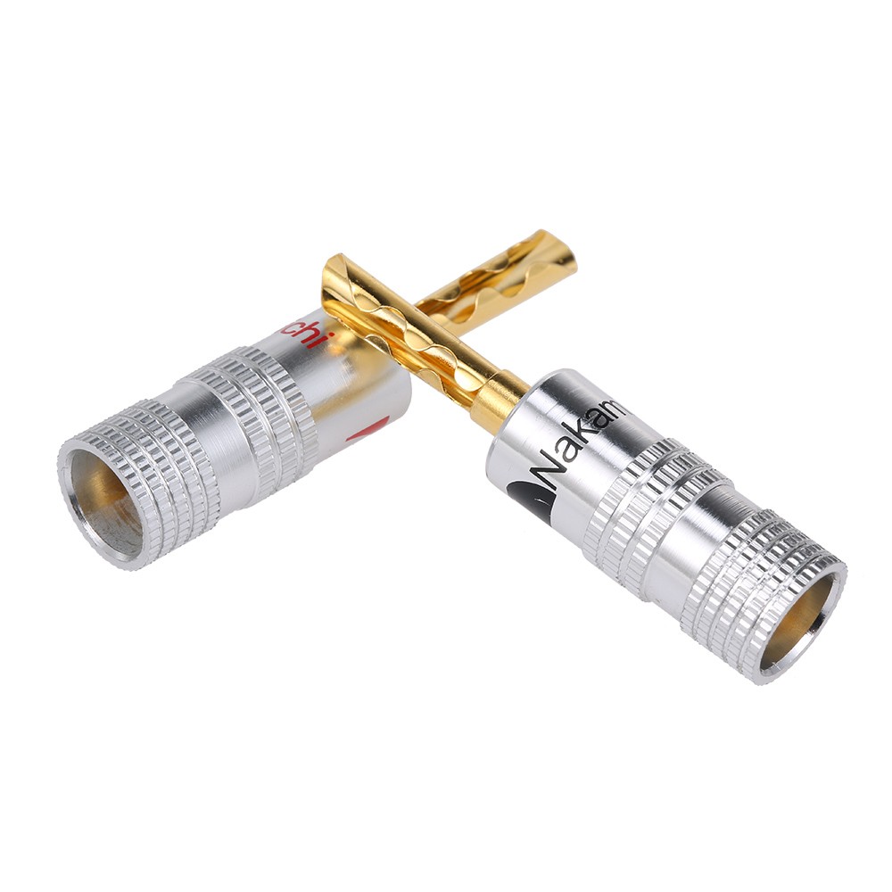 24K Gold Plated Copper 4mm Banana Plug Black & Red Speaker Connector Audio Amplifier