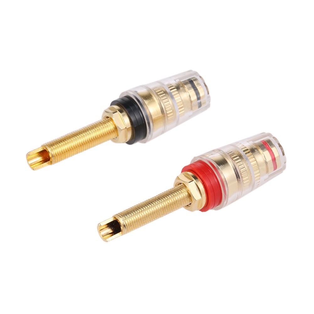 1 Pair Hifi Terminals 24 Gold Plated Longer Speaker Terminal Right and Left Channels Binding Post Banana Socket Audio Connector Terminals High-end Solderable 4 mm Plug