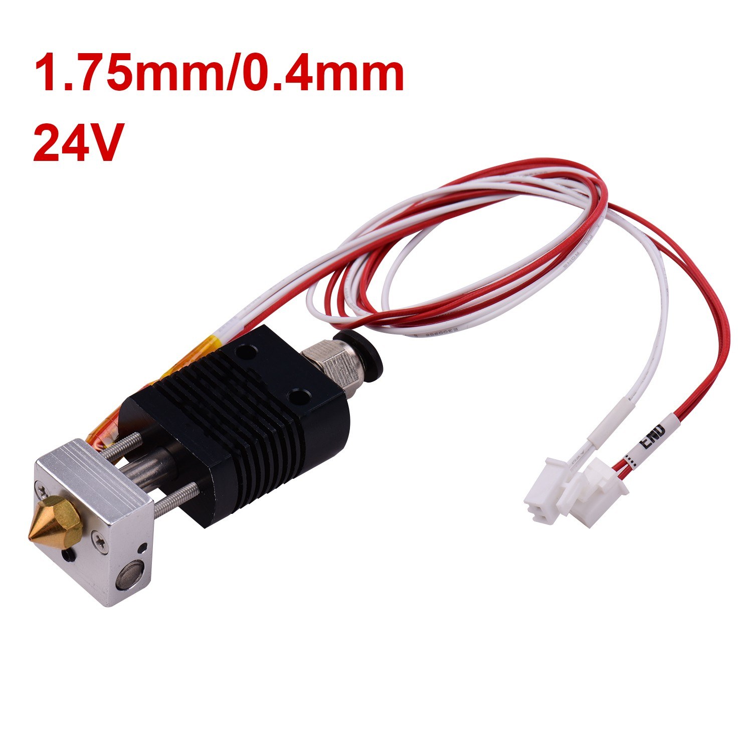 3D Printer Full Metal Hotend Extruder Kit Hot End Set with 0.4mm Nozzle 100K Thermistor Heatsink Wire 24V Compatible with ET4/ET4 Pro Printer 1.75mm Filament