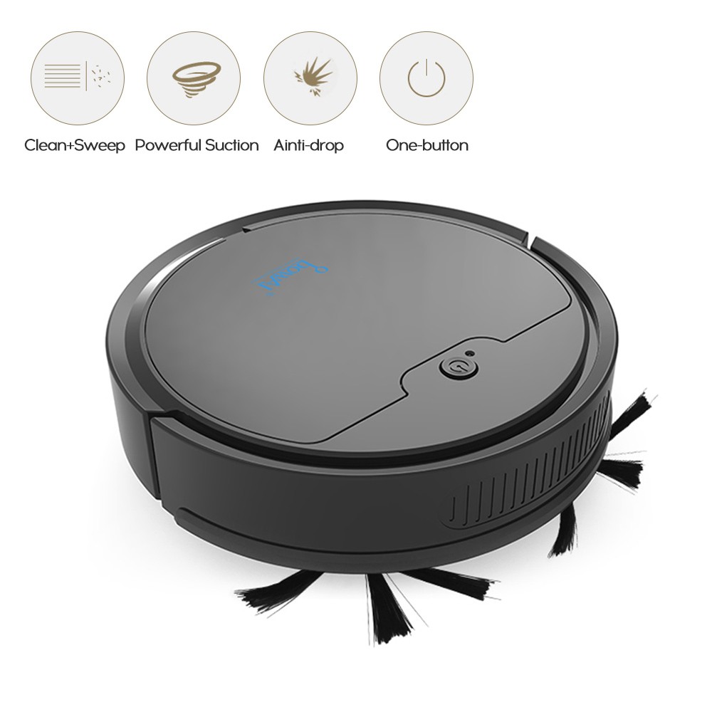 1800PA 3 in1 Intelligent Rechargeable Vacuum Cleaner Robot Suction Drag Machine Floor Cleaner Cordless Dry Wet Sweeping Mop Noiseless Vacuum Sweeper