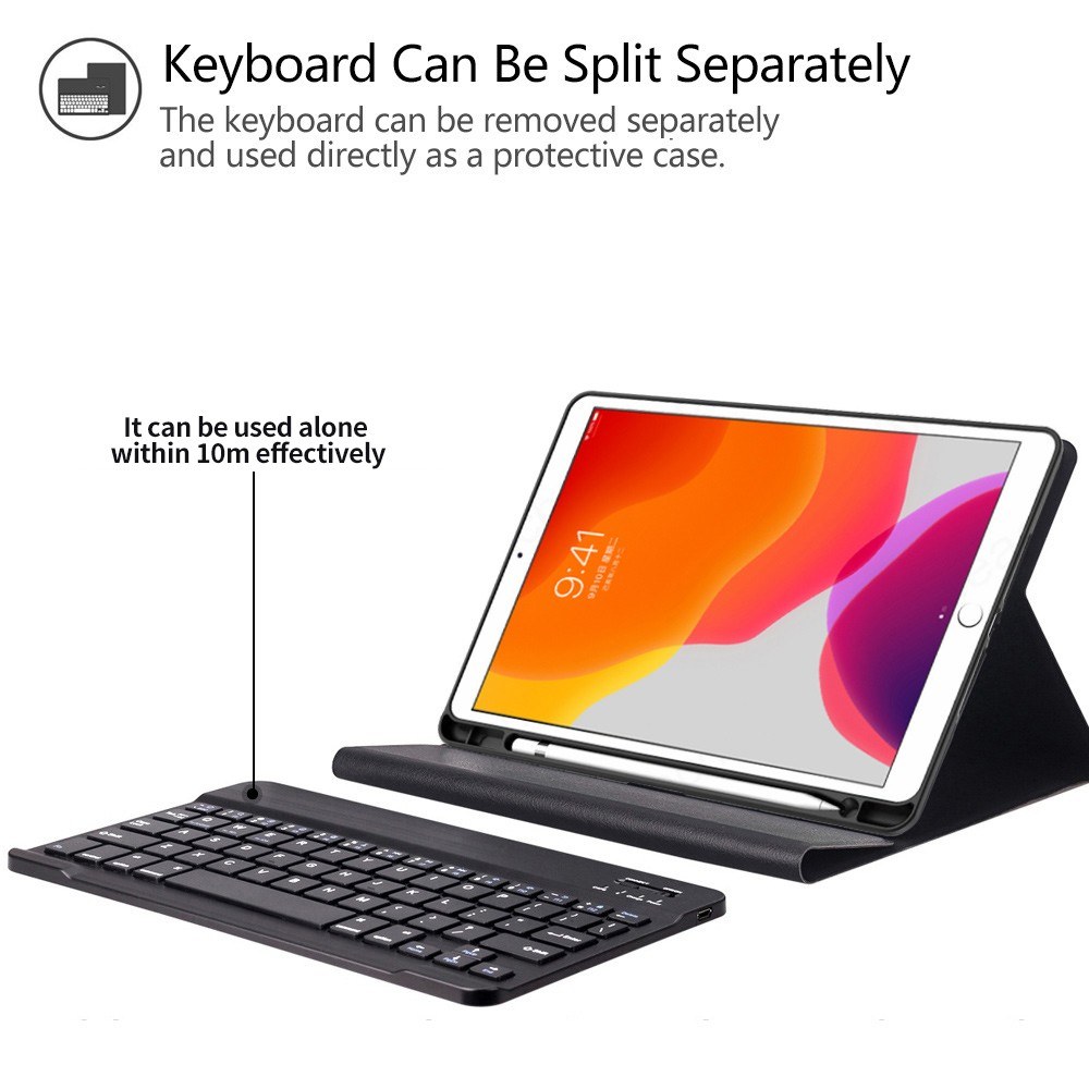 BT3.0 Wireless Keyboard Case iPad Protective Case Portable Keyboard for iPad Pro 10.5/iPad Air3 10.5/iPad 10.2(2019) (Blue-White)