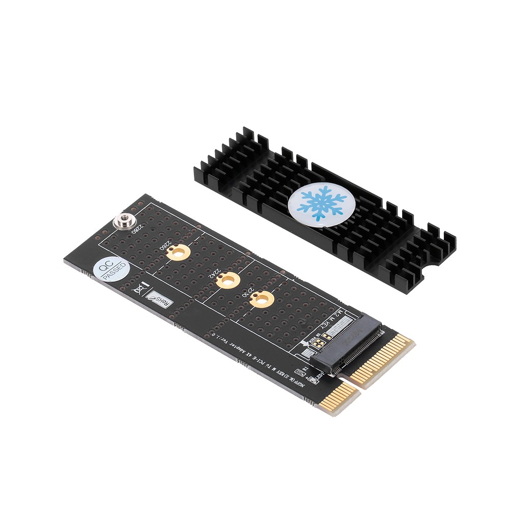 M.2 NVME M Key SSD to PCI- E 4X Adapter Card Converter for Desktop PC with Black Heatsink