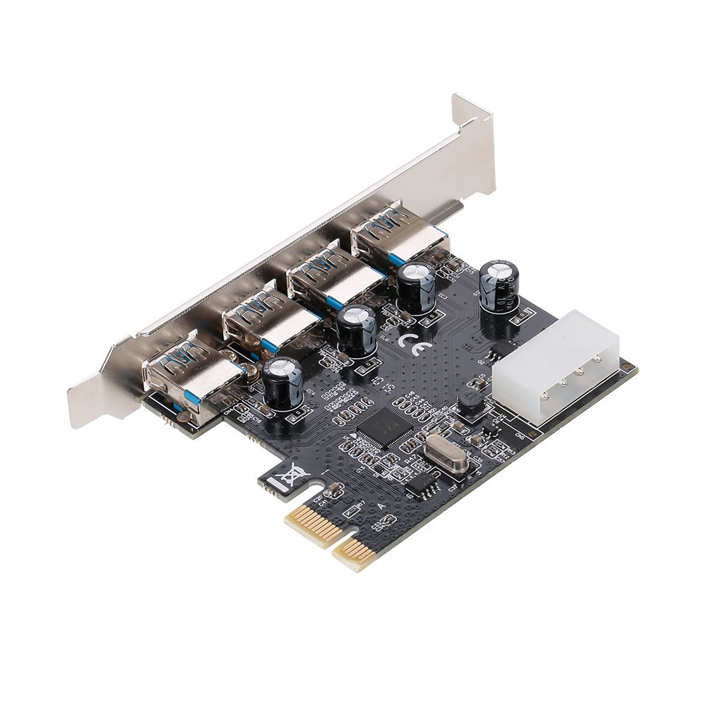 PCI-E to 4 USB3.0 Ports Expansion Card PCI Express to USB3.0 Adapter Card with Large 4Pin Power Interface for Desktop PC