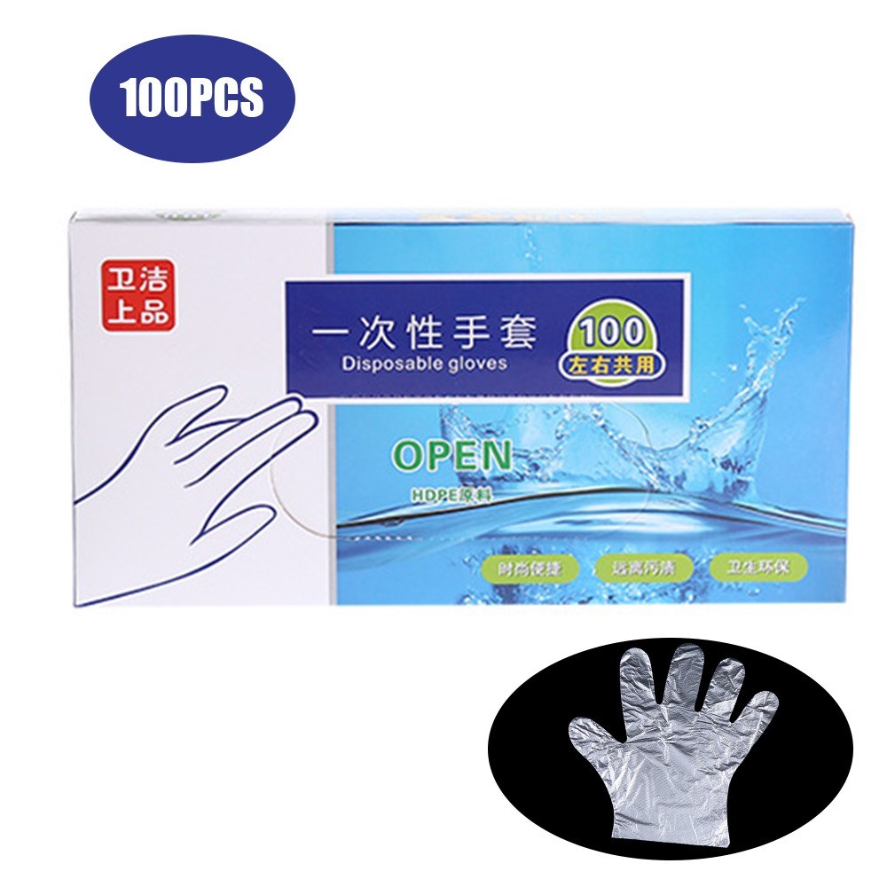 100Pcs Disposable Gloves Transparent Eco-friendly Food-grade PE Gloves Restaurant BBQ Kitchen Accessories