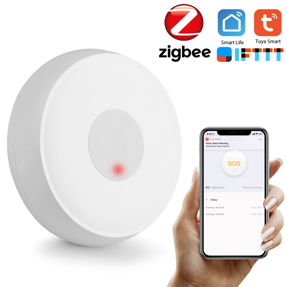 Tuya Zigbee Wireless Remote Call Button SOS/Emergency Button Caregiver Pager for Bed/Chair/Floor Mat Fall Alarm Patient Elderly Disabled Press