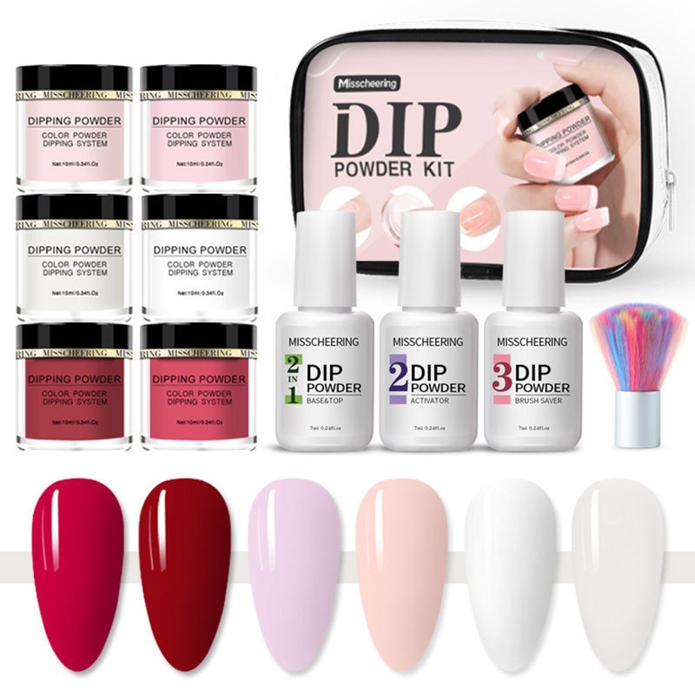 Dipping Powder Starter Kit with Brush Dip Powder Nail Kit for Starter Essential & Portable Kit for Travel Nail Manicure Accessories Nail Art Tools