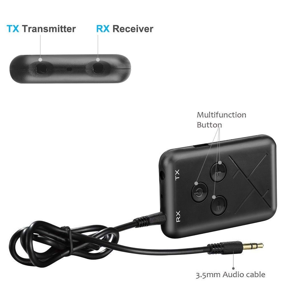 KR-TX10 Audio Adapter USB BT 2 in 1 Trans-mitter/Receiver Adapter Mini Portable Earphone Audio Wire-less Receptor