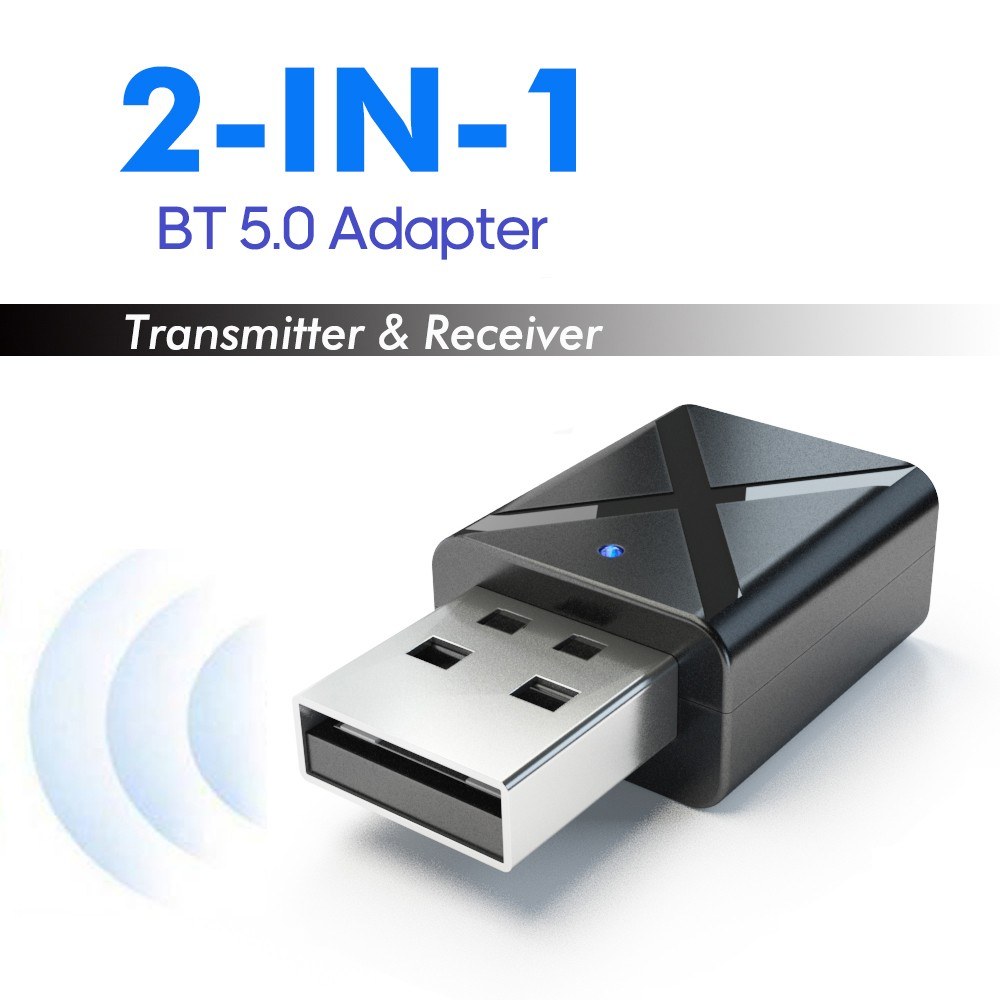 KN320 Audio Adapter USB BT 2 in 1 Trans-mitter/Receiver Adapter Mini Portable Earphone Audio Wire-less Receptor