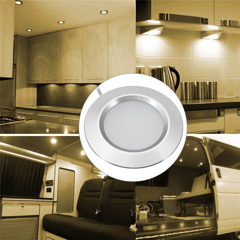 Recessed 12LED RV Boat Recessed Ceiling Light 12V Led Lights Round Shape Ultra-Thin Camper Interior Lighting Small Downlight with Cable