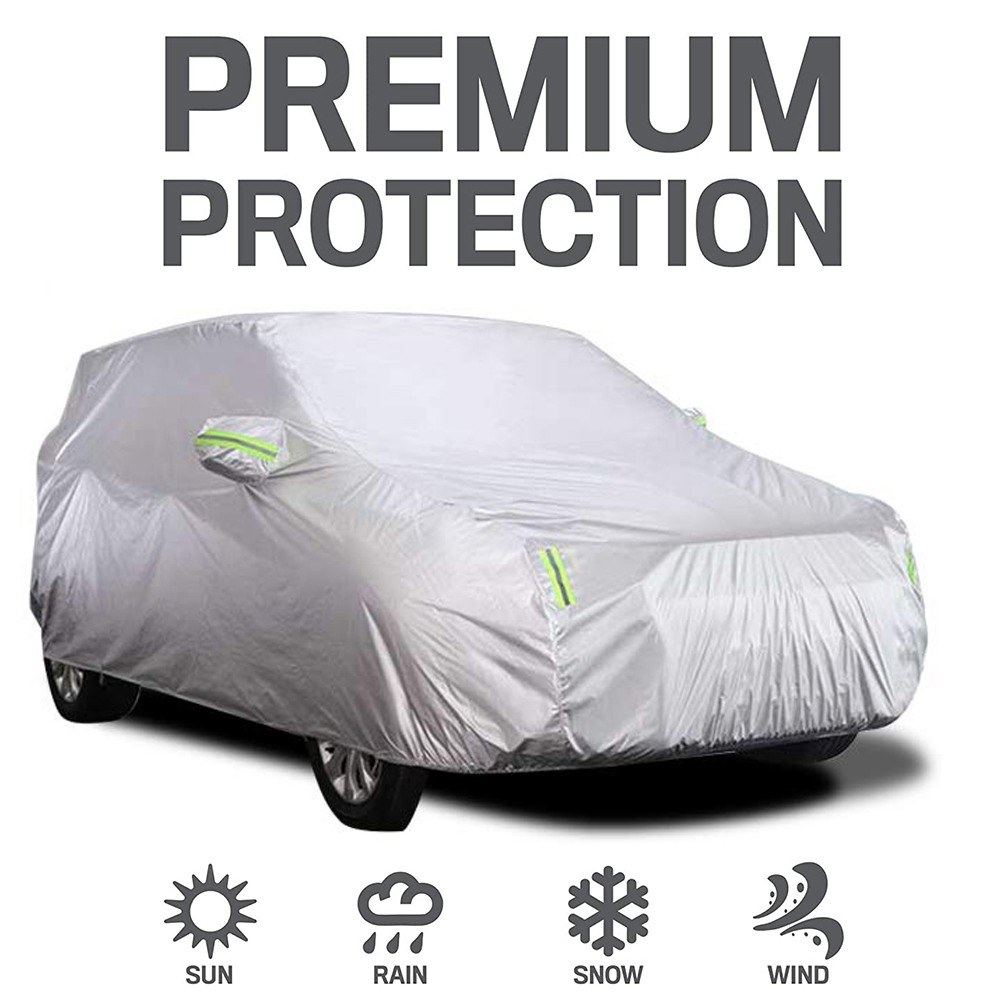 Car Cover Full Covers with Reflective Strip Sunscreen Protection Dustproof UV Scratch-Resistant for 4X4/SUV Business Car