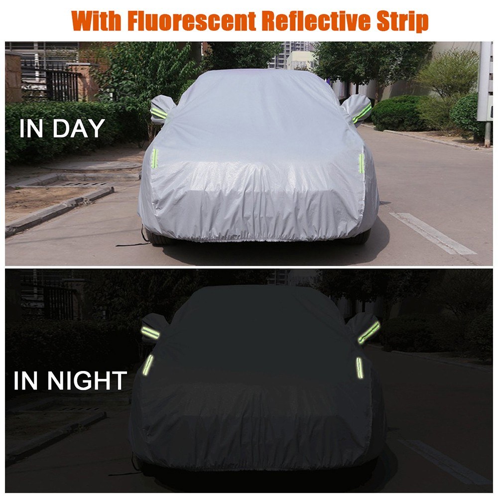 Car Cover Full Covers with Reflective Strip Sunscreen Protection Dustproof UV Scratch-Resistant for 4X4/SUV Business Car