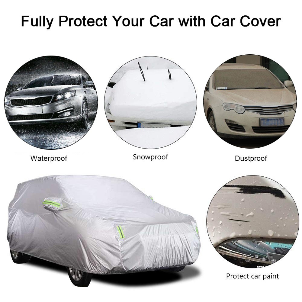 Car Cover Full Covers with Reflective Strip Sunscreen Protection Dustproof UV Scratch-Resistant for 4X4/SUV Business Car