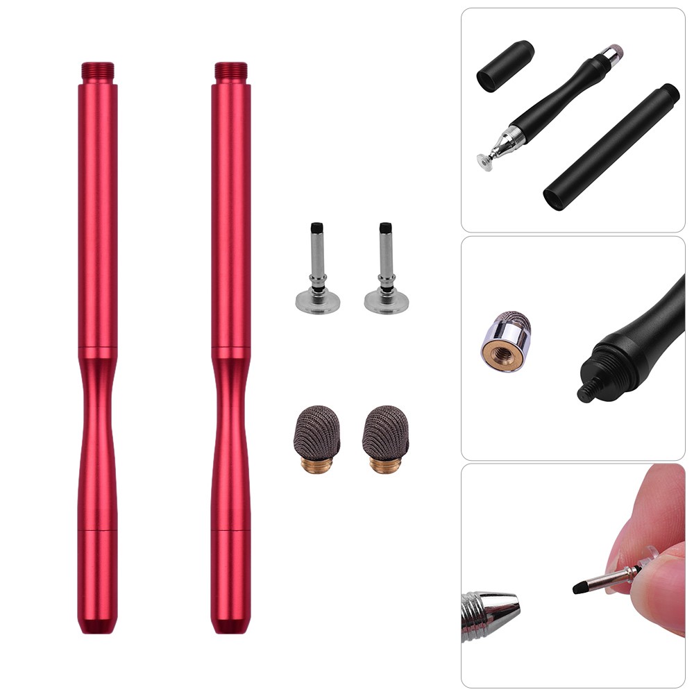 Fine Point 2 in 1 Precision Stylus Pens with Fiber Tip and Disc Tip Universal Capacitive TouchScreens Stylus Pen for Cellphone Tablet Writing Drawing Pack of 2pcs 2Red