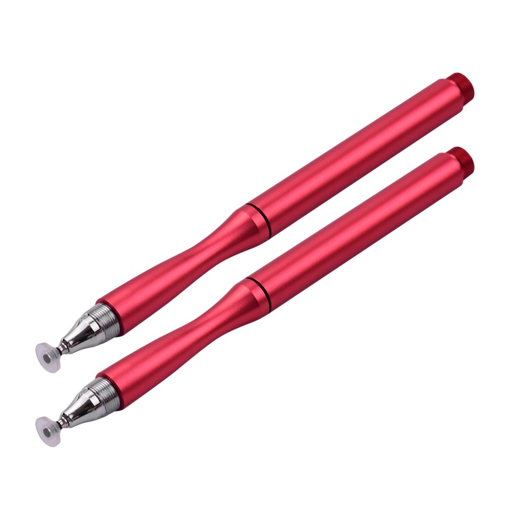 Fine Point 2 in 1 Precision Stylus Pens with Fiber Tip and Disc Tip Universal Capacitive TouchScreens Stylus Pen for Cellphone Tablet Writing Drawing Pack of 2pcs 2Red