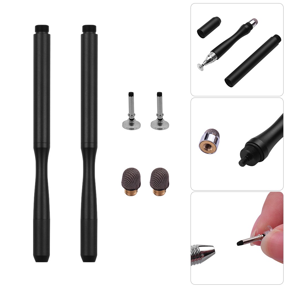 Fine Point 2 in 1 Precision Stylus Pens with Fiber Tip and Disc Tip Universal Capacitive TouchScreens Stylus Pen for Cellphone Tablet Writing Drawing Pack of 2pcs 2Black