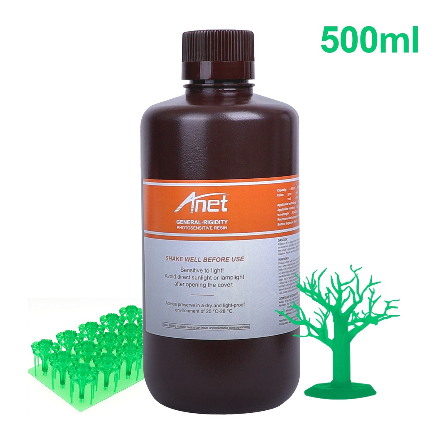 General-Purpose Rapid Resin 405nm Standard Photopolymer Curing Resin Low Odor Non-Toxic 500ml for DLP/LCD Light Curing 3D Printer