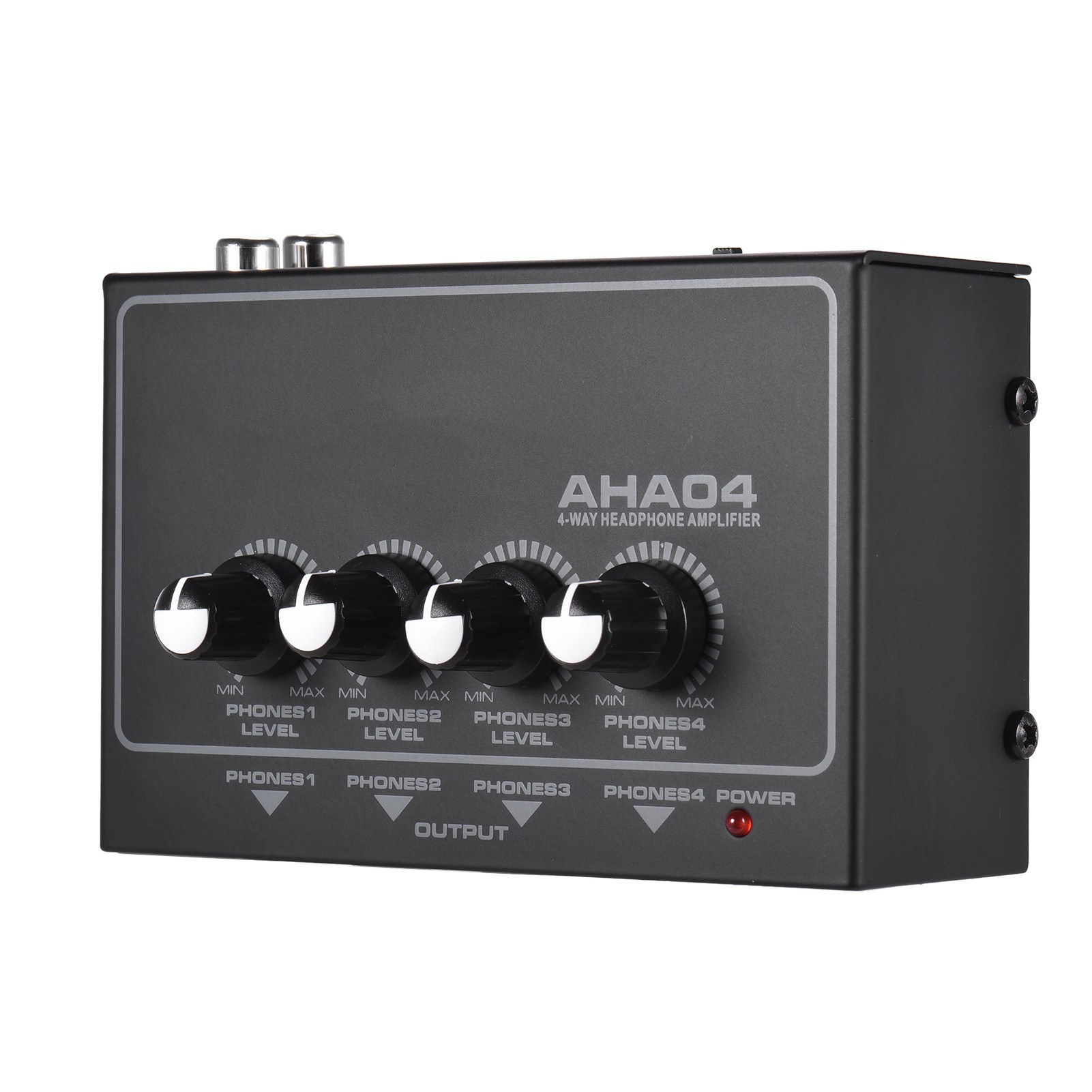 AHA04 Portable 4-Way Headphone Amplifier Amp with 1/4 inch & 1/8 inch Inputs Outputs RCA Stereo Input Volume Control