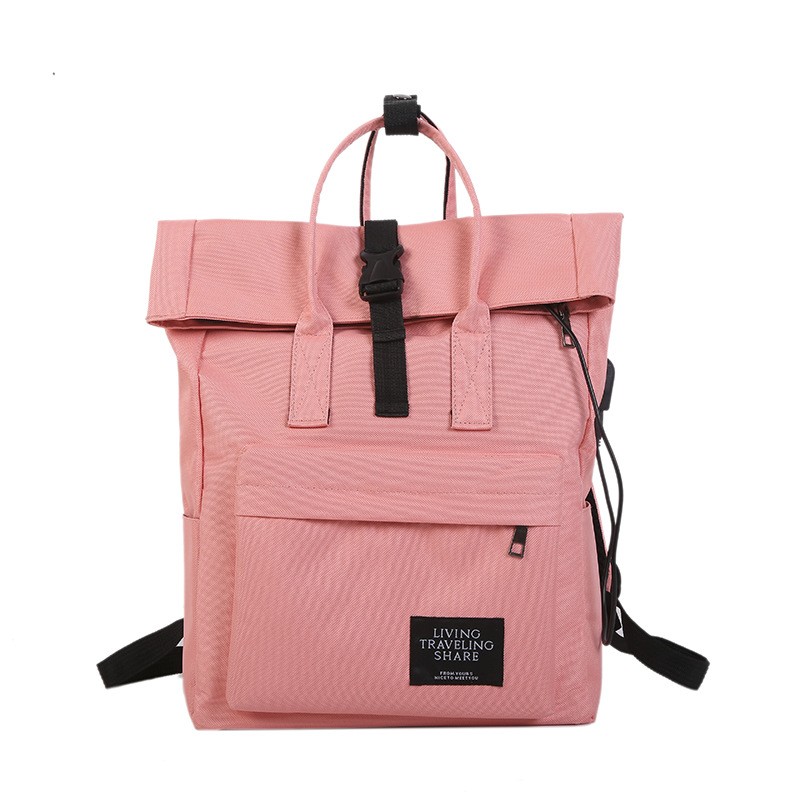 Bag female shoulder bag Korean version of the roll cover campus Sen college wind men and women models 15.6-inch computer bag large backpack tide Pink 20 inches