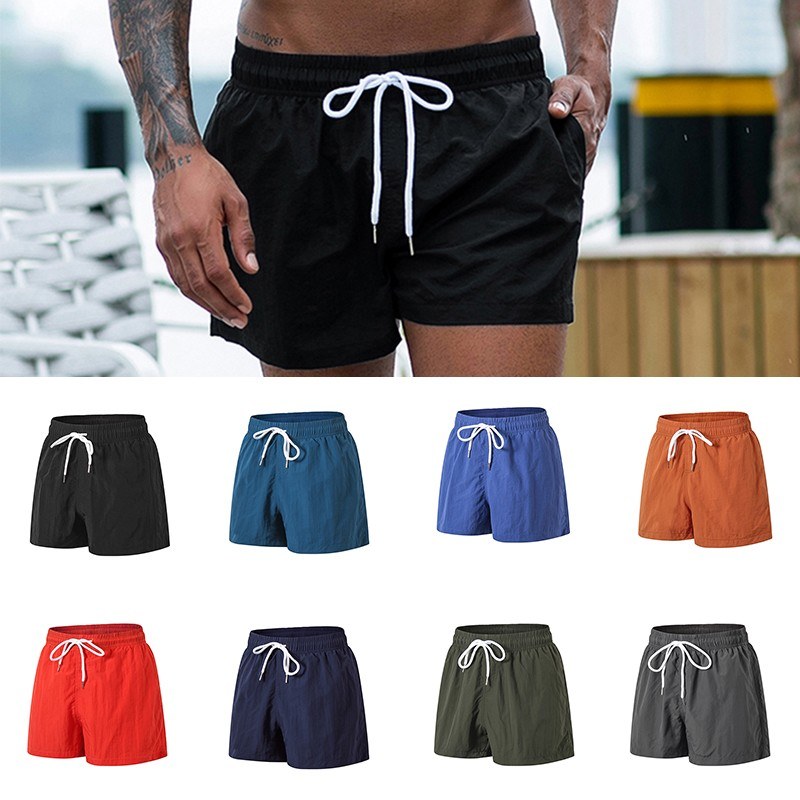 Men Sport Shorts Summer Jogging Fitness Quick Dry Drawstring Pocket Loose Casual Gym Beach Short Pants