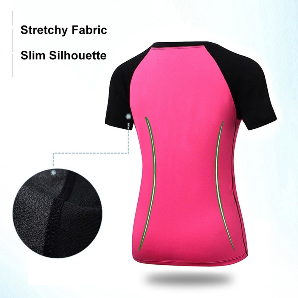 Women Workout T-shirt Raglan Short Sleeves Splicing O Neck Quick Dry Running Performance Exercise Gym Baselayer Sport Shirts Casual Tops