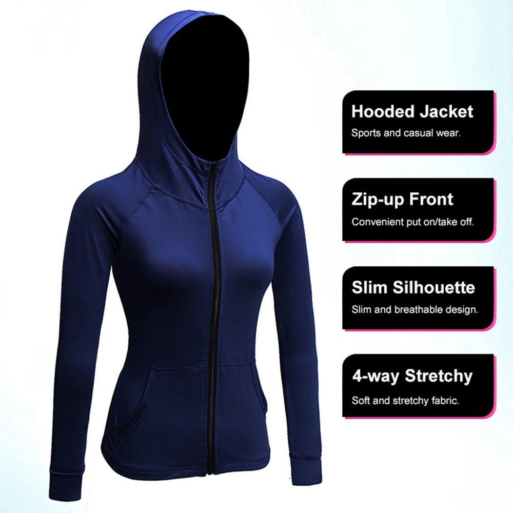 Women Full-zip Hooded Jackets Sport Hoodie Raglan Long Sleeves Pockets Workout Running Exercise Gym Track Sweatshirt Casual Tops Activewear