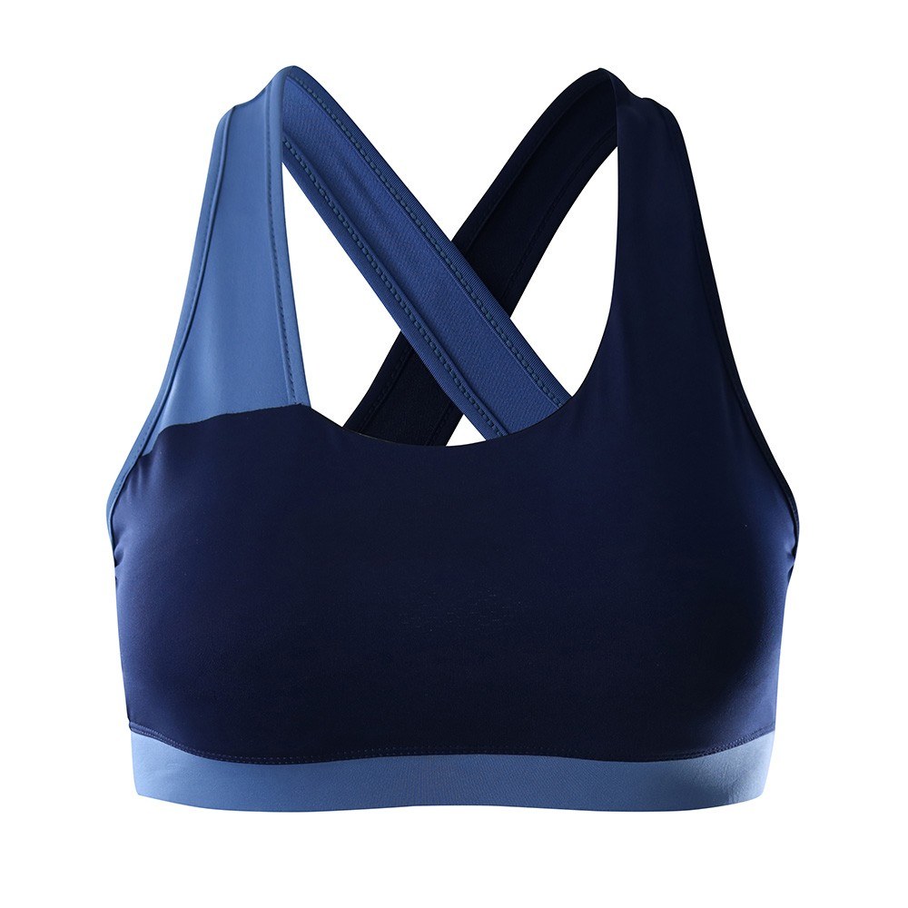 Women Sports Bra Padded Stretchable Quick Dry Breathable Cross-Back Spliced Yoga Fitness Gym Crop Bra Sportswear