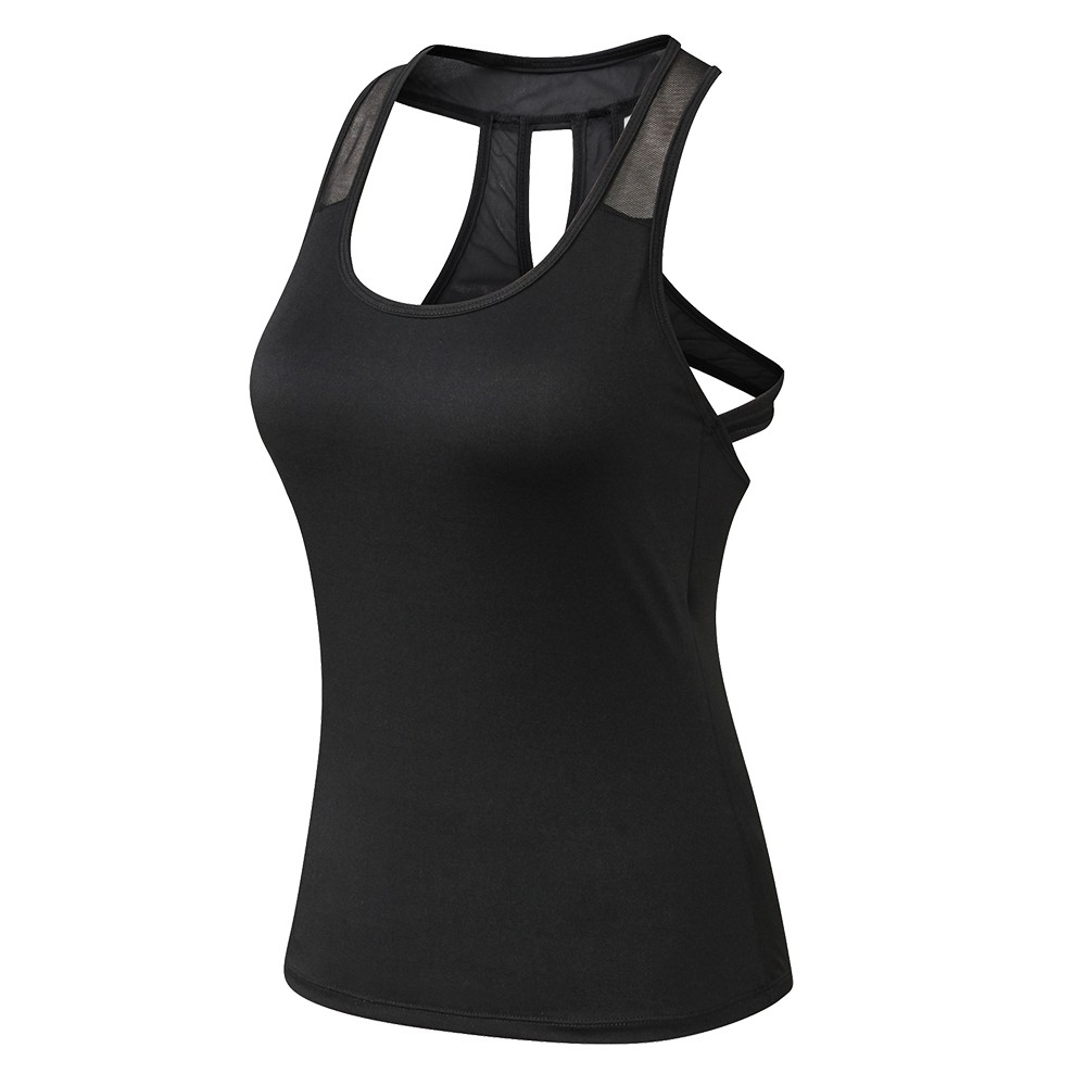 Women Yoga Vest Quick Dry Hollow Out U Neck Stretchable Breathable Bodycon Running Gym Sportswear