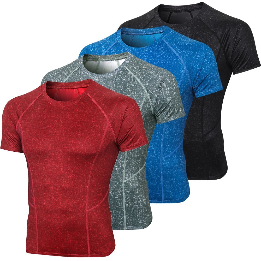 Men Sport Shirts Short Sleeved T-shirt O Neck Quick-Dry Performance Athletic Gym Running Workout Training Tees Casual Tops