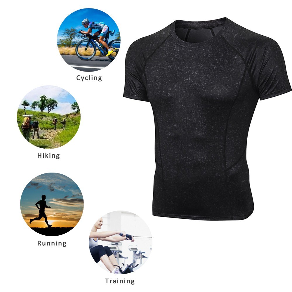 Men Sport Shirts Short Sleeved T-shirt O Neck Quick-Dry Performance Athletic Gym Running Workout Training Tees Casual Tops