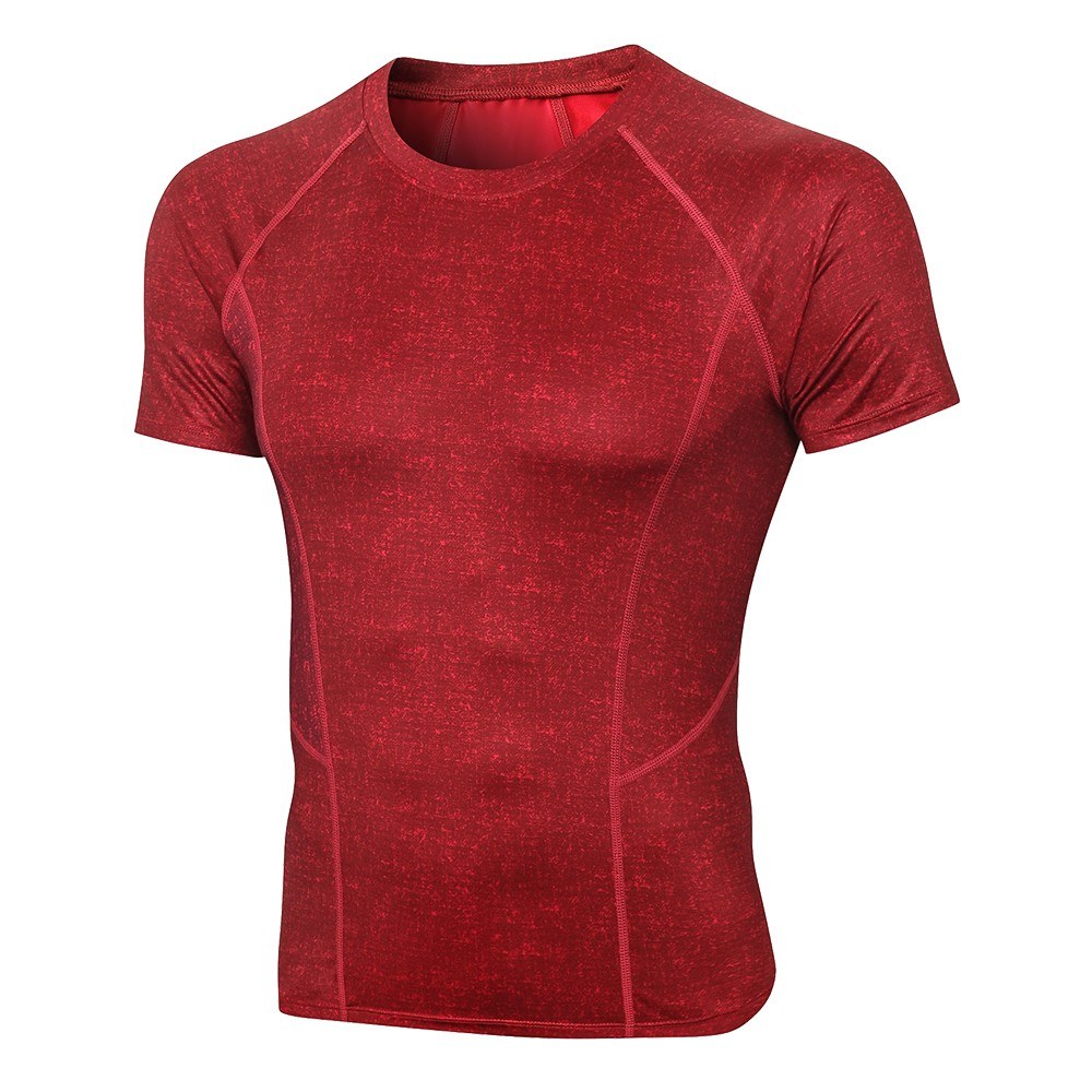 Men Sport Shirts Short Sleeved T-shirt O Neck Quick-Dry Performance Athletic Gym Running Workout Training Tees Casual Tops